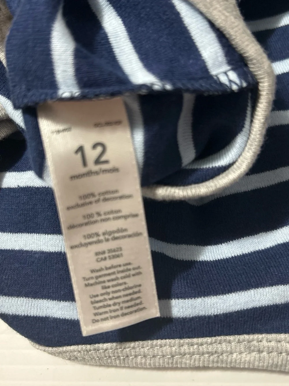 Carter's Navy & Light Blue Striped Baby Romper with Gray Pocket and Green Dino